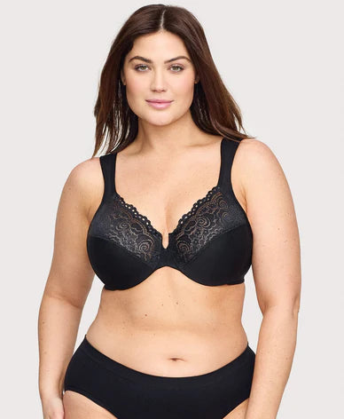 Glamorise Low Cut Wonderwire Lace Bra 1240 Black
