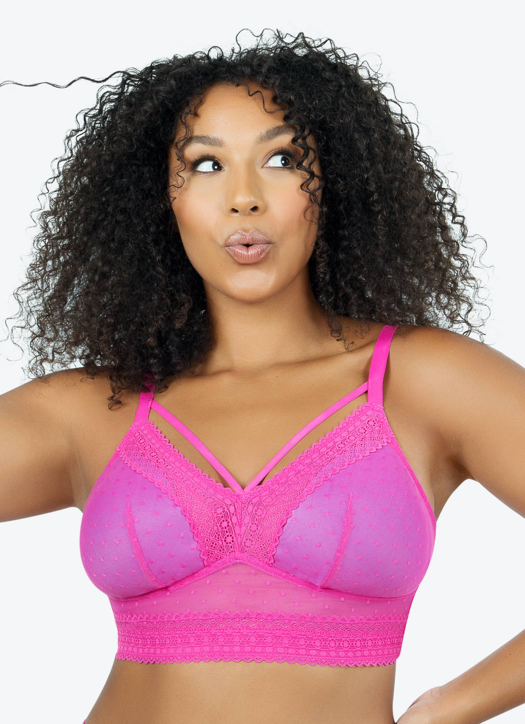 Parfait Mia Dot Wire Free Padded Bralette - Bright Pink