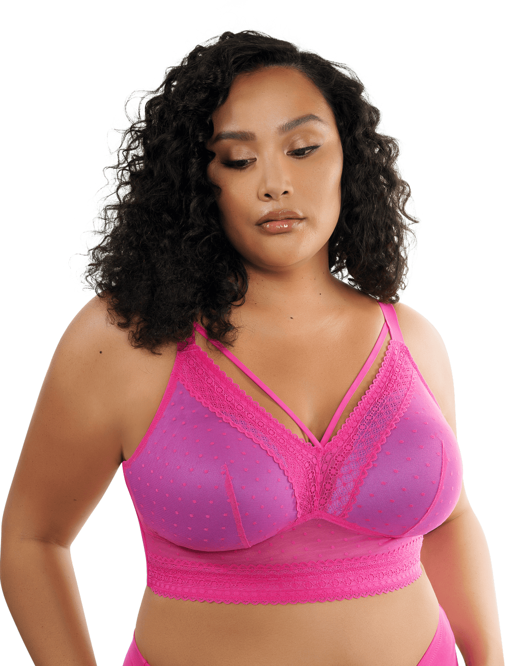 Parfait Mia Dot Wire Free Padded Bralette - Bright Pink